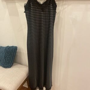 Black and White Polka Dot Midi Slip Dress Size Small